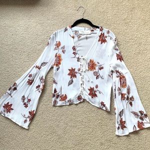 Cropped bell sleeve top